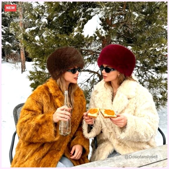 Faux Fur Bucket Hat with Ear Warmers, Winter Plush Russian Style main image 5
